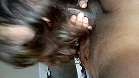 Dark dick sucking under midnight moonlight with granny.