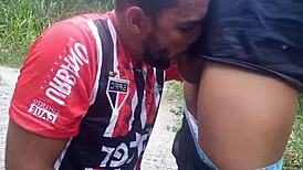 After São Paulo football, macho guy sucked and got pounded on the trail - full red