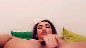 Russian Amateur Briana Banderas in Blue Lingerie Plays with Glass Butt Plug, Bouncing Her Big Ass and Tits