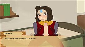 Does Jinora give a handjob in this hentai?