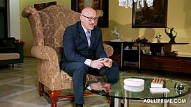 The Senator Gets His Face Fucked By The Hot Babe In This Video.