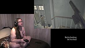 Naked Brunette Plays Resident Evil 7 Part 5 With Piercings And Tattoos On Display