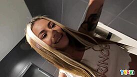 yngr - knightly rose records herself having fun in a public bathroom with bbc back home 😜