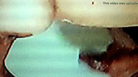 Hidden couple has close-up sex on bed