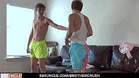 Horny Twink Stepbrothers Overcome Desire And Fuck Each Other Bareback At Work