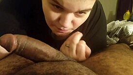 Wifey gives sloppy deepthroat blowjob!