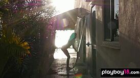 Petite Skinny Babe Strips Naked