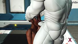 Busty Ebony Teen 18+ Enjoys Hard Anal with Sex Robot in Medbay
