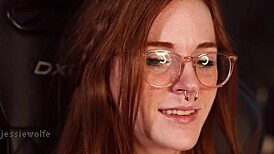 Hot Redhead Gives Intimate Jerk Off Instructions with Teasing and Piercing.