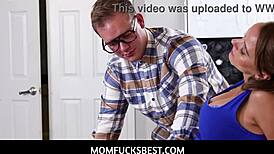 Perfect body MILF gets her stepson's cock in her mouth