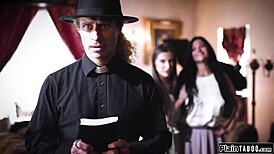 Lesbian Couple Facesits and Sucks Priest