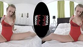 Blonde babe in virtual taboo masturbation pov