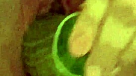 Young amateur uses vegetable as toy