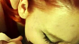 My Redhead Wife Gives a Sloppy Blowjob with Lots of Saliva and Enthusiasm
