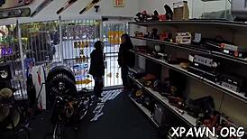 Beautiful Amateur Sucks And Blows Rough In Shop