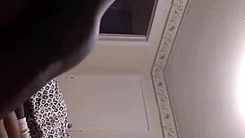 Ebony wife gives husband blowjob before ass fucking