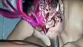 BBW Prostitute Deepthroats in Intense Group Orgy