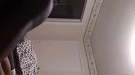 Ebony wife gives husband blowjob before ass fucking