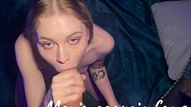 Pretty blonde petite 18+ girl gets hard fucked in POV, sucking big cock and reaching wet orgasm.