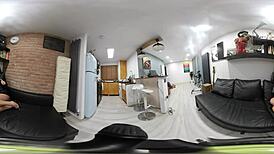 Lauren poses in black leather skirt and heels