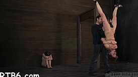 These sexy slaves strip down in a tiny cage, so hot! 😍