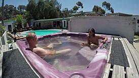 Wow! Dayanara strips bare in a steamy hot tub session!