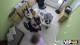 blondie chats up credit agent for cash sex deal