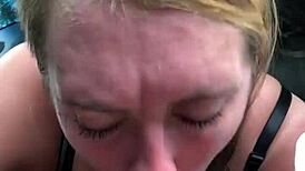 plays with huge tits and sucks