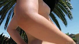 cute yhivi teases before getting her tight ass pounded hard