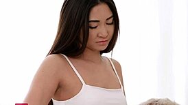 Exotic Brunette Beauty Tempts Boyfriend with Blowjob and Cunilingus