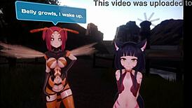 Discovering a shape shifter hot smile girl with growing boobs on the beach in monstergirl island hentai game ep 13
