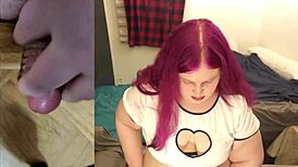 Chubby Tranny Masturbates with Big Cock Toy in POV