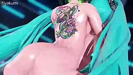 satisfaction remix featuring shemale hatsune miku in 3d