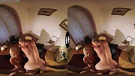 Dark room VR encounter with my seductive new neighbor in a steamy session.