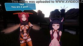 Discovering a shape shifter hot smile girl with growing boobs on the beach in monstergirl island hentai game ep 13