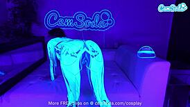 Teen in costume reflects while exploring self on webcam