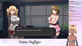 Vtuber Lewdneko plays Negligee Part 6 with steamy lingerie action
