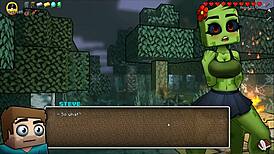 Minecraft parody with a sexy creeper girl in bikini