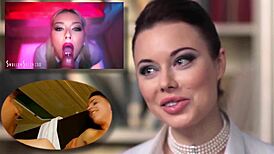 Anastasia engages in oral tribute with deepthroat and cumshot