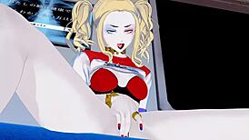 Harley Quinn fingers herself on the subway
