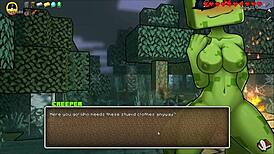 Minecraft parody with a sexy creeper girl in bikini