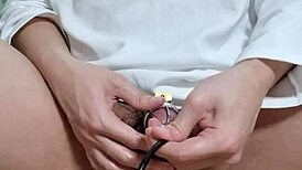 Wearing Chastity Belt, Playing with Urethra Toys to Cum