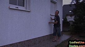 Femdom Milfs Use Vibrator on Male in Bathroom Group Session