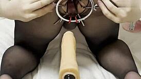 Stretching my hole to 8 cm before machine drills deep inside.