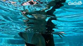 Hot teen amateur takes on massive BBC underwater in wild slamming session