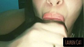 the bound brunette babe deepthroats and makes him cum with her blowjob skills