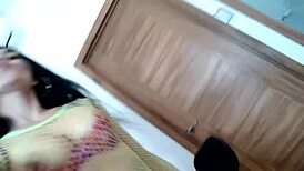 Sheila caught herself enjoying a solo session on the couch.