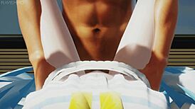 Miku Wet Part 2: Anime Hentai with Missionary Creampie by the Pool