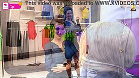 Hentai game – Blonde MILF with big tits in hot car scene