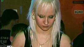 Public Spanking by Dominas in Sexy Boots at Nightclub